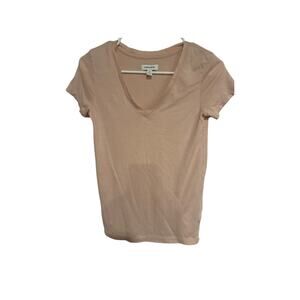 Nordstrom Light Pink Tencel V-Neck Short Sleeve Tee